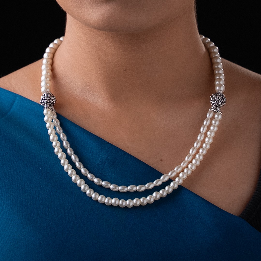 Silver Moon Double Layered Necklace