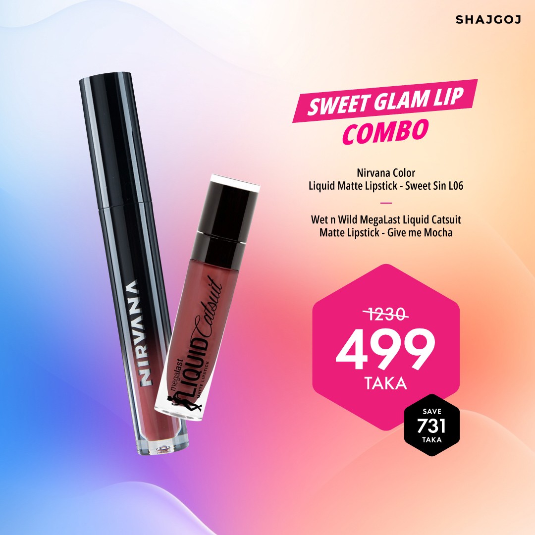 Sweet Glam Lip Combo (wet n wild MegaLast Liquid Catsuit Matte Lipstick - Give Me Mocha + Nirvana Color Liquid Matte Lipstick - Sweet Sin L06)