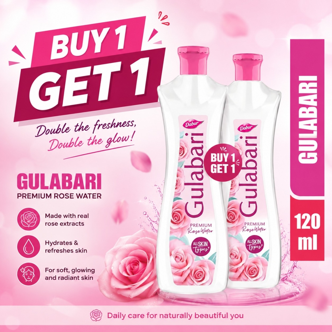 Gulabari Premium Rose Water 120 ml Buy 1 Get 1