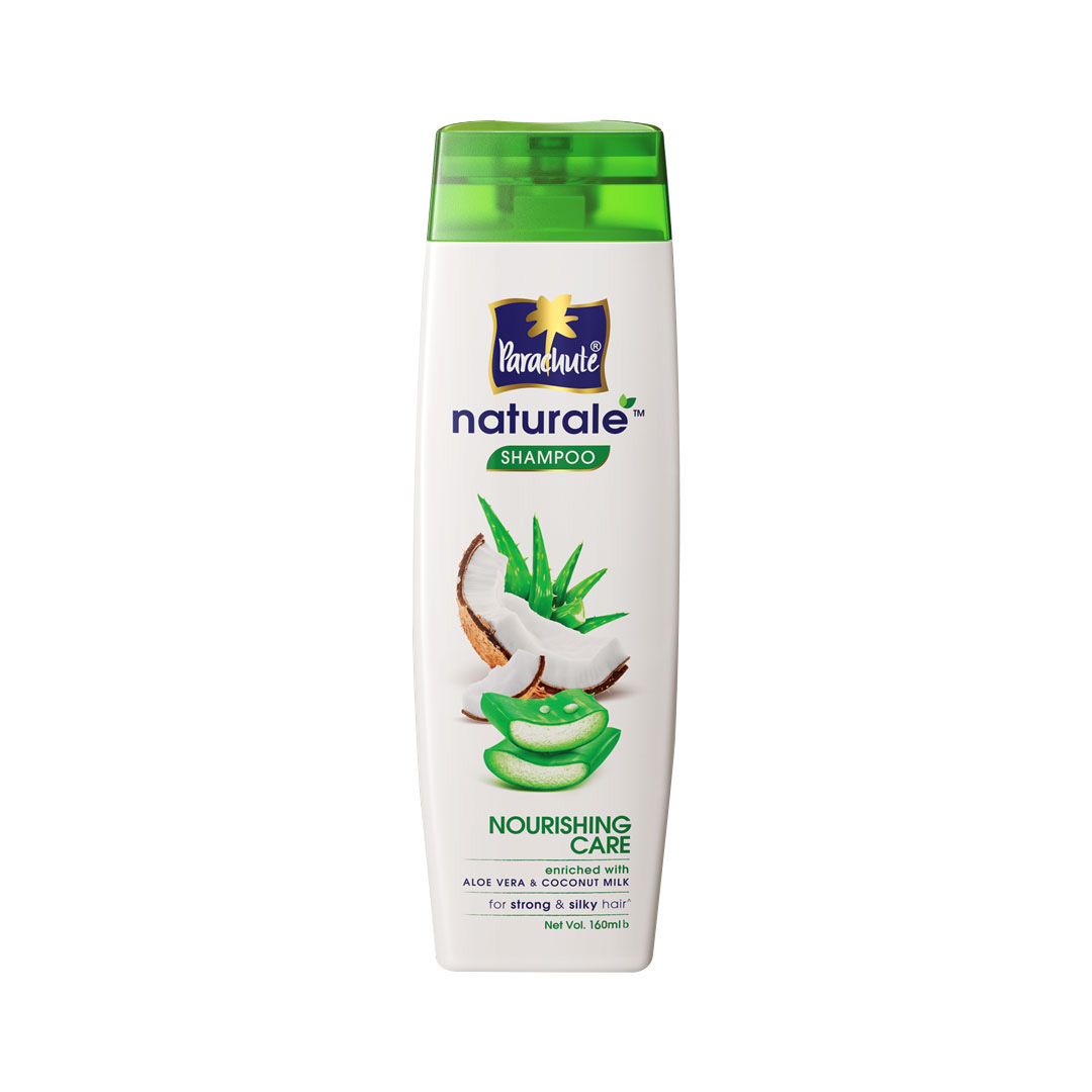Parachute Naturale Nourishing Care Shampoo with Aloe Vera & Coconut Milk, For Strong & Silky Hair, Smoothens Hair, Paraben Free, 100% Vegan, All Hair Types, 160 ml