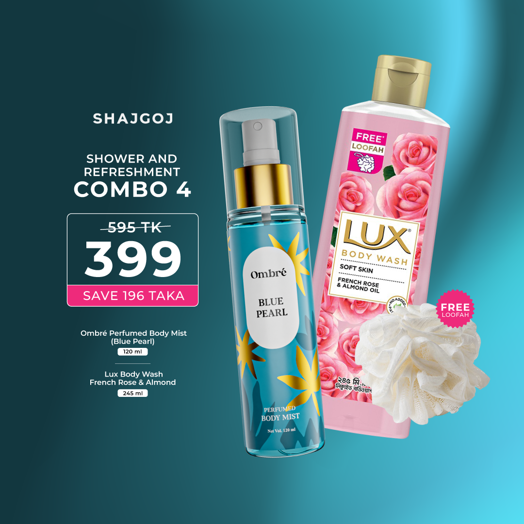 Shower and Refreshment Combo 04 (Ombre Body Mist - Blue Pearl + Lux Body Wash with Free Loofah)