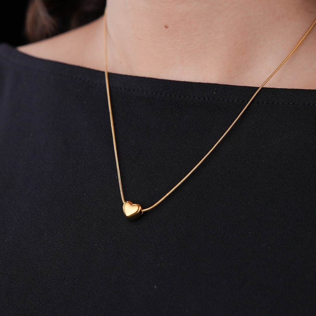 Heart Pendant Necklace - Gold-Tone