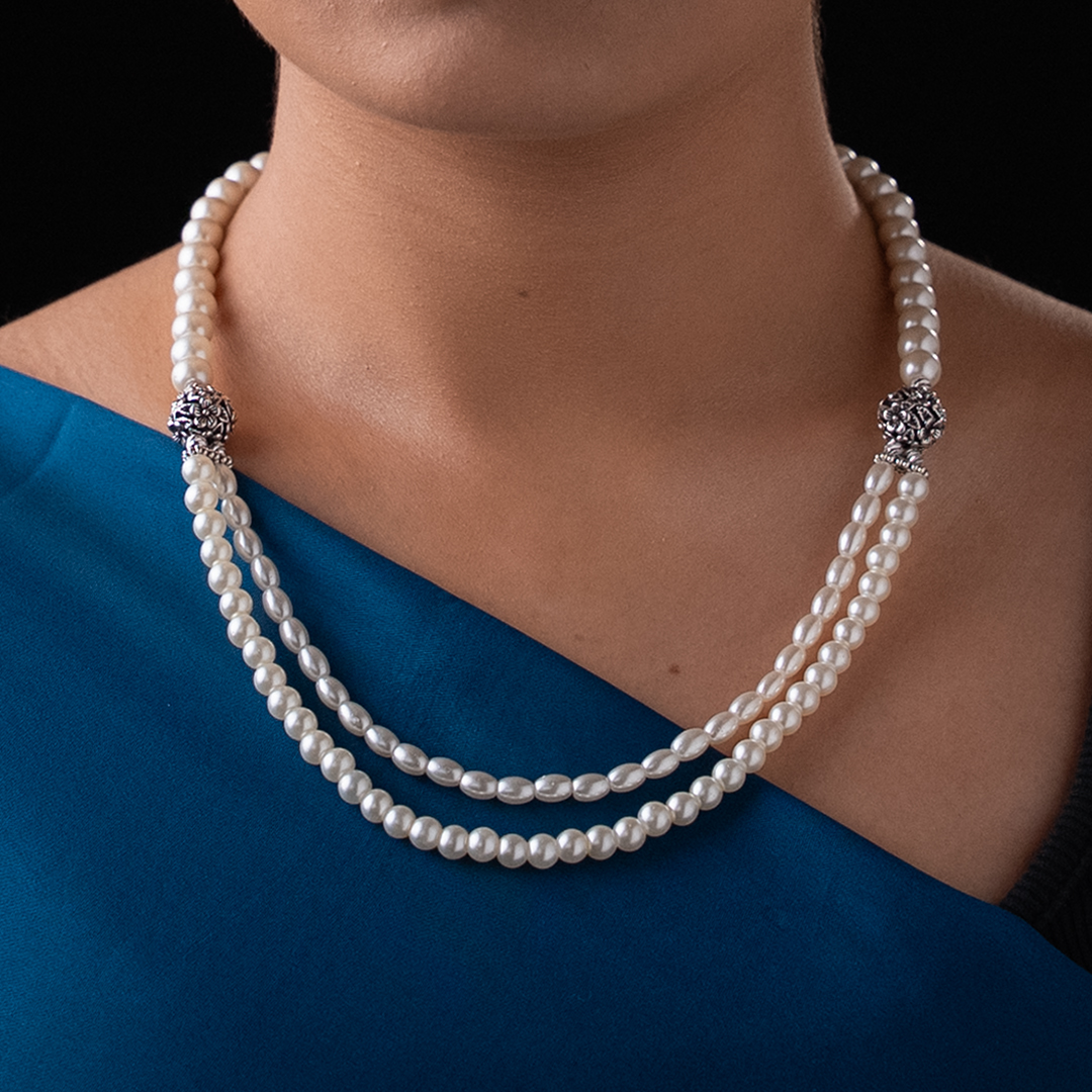 Silver Moon Double Layered Necklace